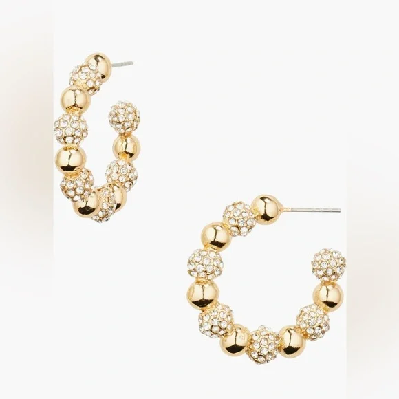 BaubleBar Crystal Pave Hoop Earrings NWT - Picture 1 of 2